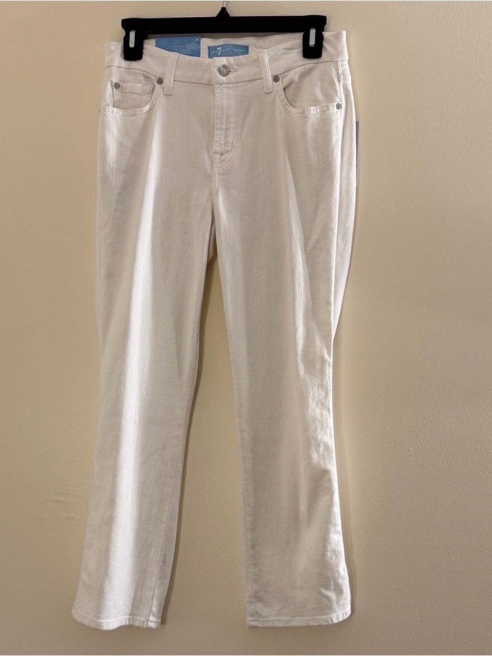 7 For All Mankind White Ankle Crop Straight Jeans